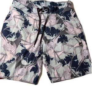 Fishing Swordfish Marlin Swim Board Shorts LOGO Blue Gray Tie Dye, Size Men’s 36 - Picture 1 of 11