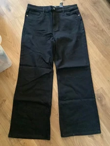 NEXT - Ladies Black Jeans - Wide Leg High Rise - Size 14 R - Brand New !!! - Picture 1 of 5