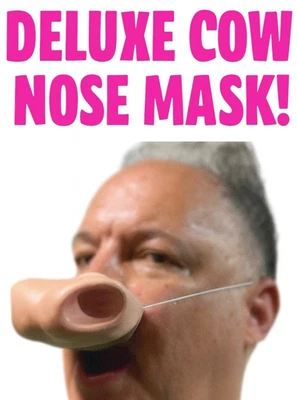 Máscara facial de goma NARIZ DE VACA GRANDE hocico animal de granja divertido disfraz de dibujos animados broma mordaza   Foto 1 de 4