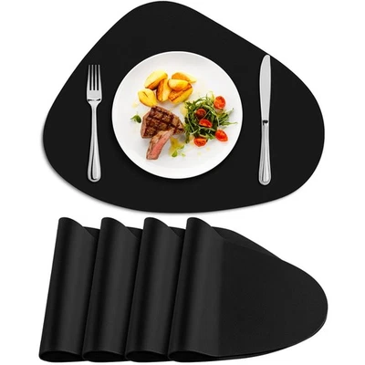 Placemats Set of 4, Leather Placemats Double Layer, Soft Waterproof Round Tab... - Image 1 of 4
