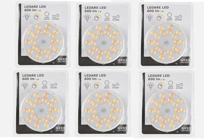 6x IKEA Ledare GX53 LED Bulbs | 600lm | 2700 Kelvin | Warm White | Dimmable | 7W - Image 1 of 4
