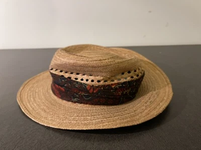 "Sombrero de paja Dobbs Fifth Avenue NY Sunbrero - se adapta a 21"" - dañado - necesita reparación" Foto 1 de 4