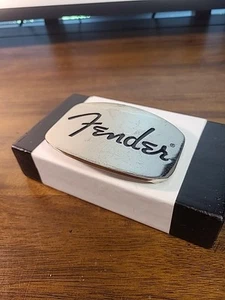Vintage Silver Tone Fender Guitar Belt Buckle - Imagen 1 de 11