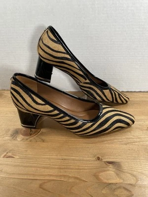 Tacones Donald Pliner Aston Block para mujer 8M estampado de cebra pelo de becerro cuero Foto 1 de 4