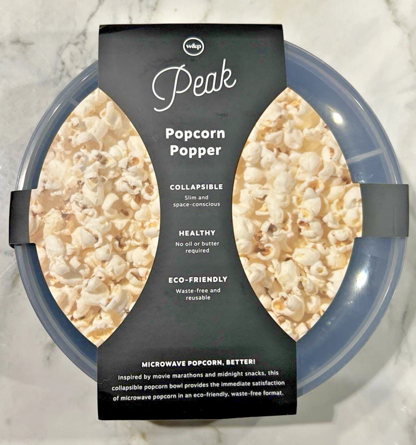 Peak W&P Collapsible Popcorn Popper Microwave Bowl Easy Storage No Oil Needed