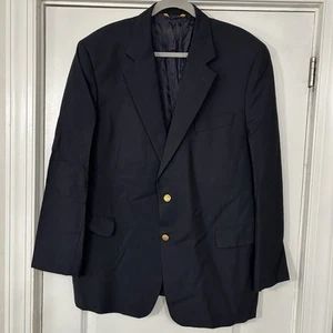 Brooks Brothers Brooksease Gold Button Blazer 46R 100% Loro Piana Wool Black - Picture 1 of 17