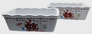 Old Time Pottery Christmas Mini Loaf Pans Set of 2 Santa Sleigh Mail Decor 6.5" - Bild 1 von 12