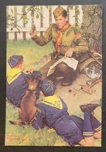 Vintage Postcard - Norman Rockwell - The Adventure Trail - Scouts - Dog - Picture 1 of 3