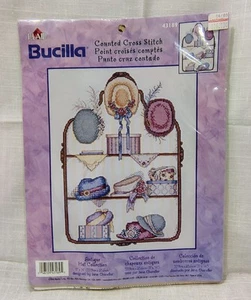 Bucilla Counted Cross Stitch Kit, Antique Hat Collection On Shelf - Picture 1 of 4