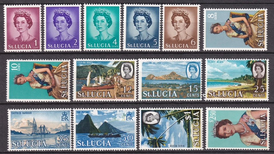 ST LUCIA 14v Full Set to $2.50: QEII 1964 SG197-SG210 - Fine MNH Foto 1 de 1