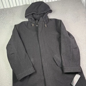 Ralph Ralph Lauren Jacket Mens Large Charcoal Gray Wool Hooded Coat Full Zip - Picture 1 of 12