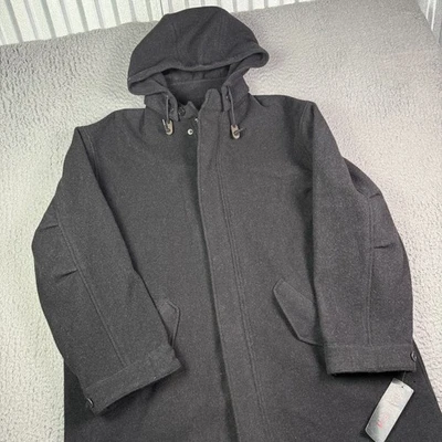 Ralph Ralph Lauren Jacket Mens Large Charcoal Gray Wool Hooded Coat Full Zip - Image 1 of 4