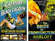 Bride of Frankenstein The Creature Vintage (2) Lot 11 x 17 Quality Posters 
