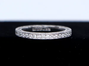 $5790 Tacori Platinum Eternity Diamond Royal T Classic Crescent Wedding Band 5.5 - Picture 1 of 10