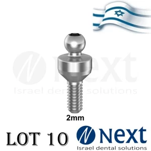 Lot x 10 Dental ball attachment abutment internal hex titanium 2 мм - Picture 1 of 5