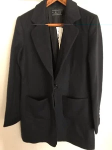 Peruvian Connection Navy Baby Alpaca Boyfriend Coat NWT Size 6 - Picture 1 of 6