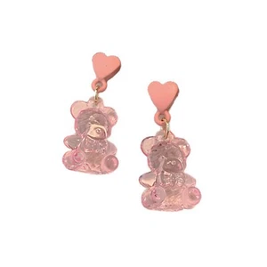 5 Pairs Transparent Acrylic 3D Bear Dangle Earring with 925 silver Ear Stud - Picture 1 of 9