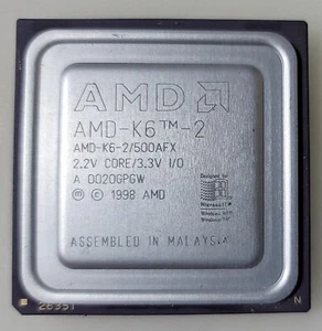 Vintage AMD K6 AMD-K6-2/500AFX 2.2V Core/3.3V Processor Collection/Gold - Picture 1 of 2