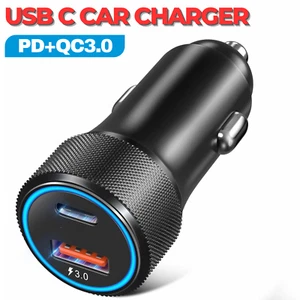 Dual USB C Car Charger, 2-Port Fast Charging Adapter, PD+QC3.0 Power Adapter - Picture 1 of 7