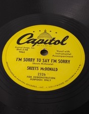 Vtg 78 RPM Vinyl Record Country Rockabilly Skeets McDonald "Let Me Know" Promo