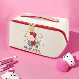 Sanrio Hello Kitty Japan Pillow Makeup Case Large Leather Organizer Cosmetic Bag - Picture 1 of 11