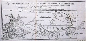 Antique map, Bellin, Cours du Maragnon ou de la grande riviere des Amazones - Picture 1 of 1