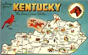 Vintage Greetings Map / Points of Interest Postcard Kentucky KY Dexter Press - Picture 1 of 3