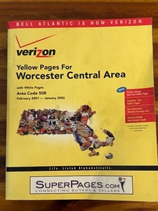 Verizon Yellow Pages Worcester Central Mass 508 Phone Book Directory 2001 2002 - Picture 1 of 9