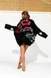 lala Black Look What You Made Me Do Oversized Snake Cardigan Women's 2x / 3x NWT - Picture 1 of 4