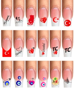 Envolturas tatuajes de uñas, Turquía, Türkiye, Atatürk imzasi, Nazar Boncuk, francés, Bayragi - Imagen 1 de 19