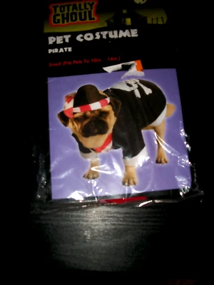 Nuevo Talla Sm Perrito Pirata Rojo, Negro hasta 17" Pecho Foto 1 de 3