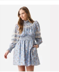 Hunter Bell Ryan Dress Womens Size Small Ditsy Floral Long Sleeves Pockets NEW - Picture 1 of 19