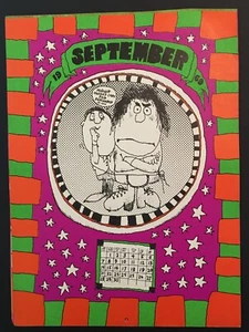 Hallmark Psychedelic Pop Art 1969 Calendar Print Counterculture Hippie Dayglo Op - Picture 1 of 1