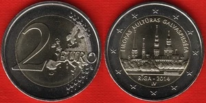Latvia 2 euro 2014 "Riga - European Capital of Culture" BiMetallic UNC - Picture 1 of 1