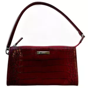 Vintage Esprit Wristlet Handbag Maroon Faux Alligator Vegan Leather - Picture 1 of 3