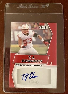TJ EDWARDS Chicago Bears 2019 T.J. SAGE HIT ROOKIE DRAFT RC AUTOMÁTICO EN TARJETA ROJA NFL - Imagen 1 de 3