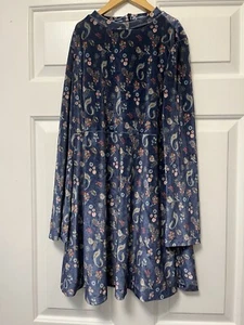 Zara Girls 13 14 Teen Dress Long Sleeve Velour Blue Mod Style 164cm - Picture 1 of 3