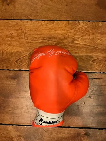 SUGAR RAY LEONARD WELTERWEIGHT USED VINTAGE BOXING GLOVE MADE BY FRANKLIN Cover