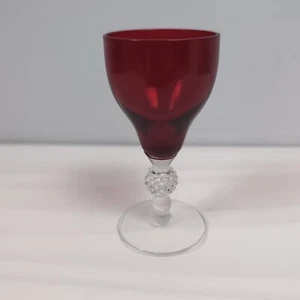 Morgantown Golf Ball Stem Ruby Red Cordial Goblet — 3 ⅞" - Picture 1 of 5