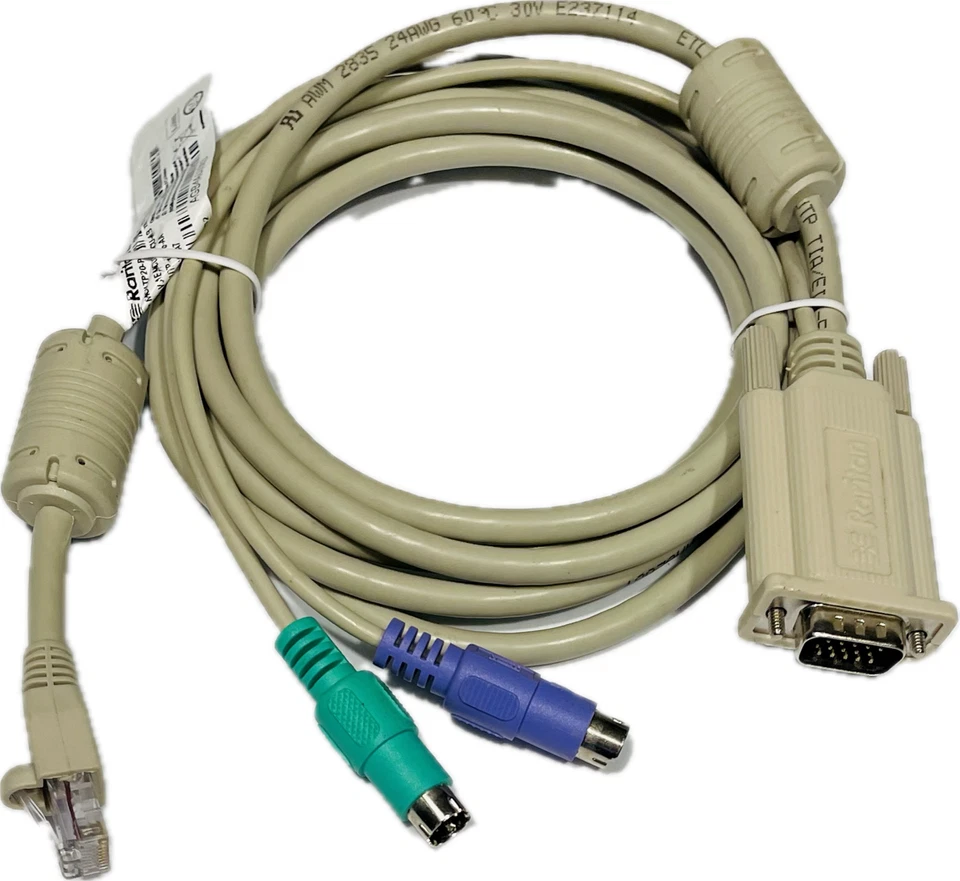 Raritan MCUTP20-PS2 2m 6.5 FT PS2 VGA RJ45 KVM Switch Cable LX MasterConsole - Image 1 of 1