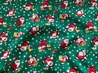 Christmas Santa Fabric 100% Cotton Material   * Green *.  FREE POST