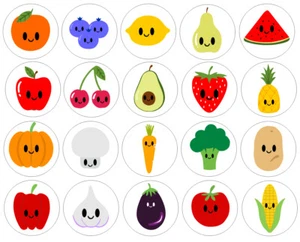 Cute kawaii assorted fruit and vegetable stickers - fun, reward, healthy eating - Picture 1 of 4