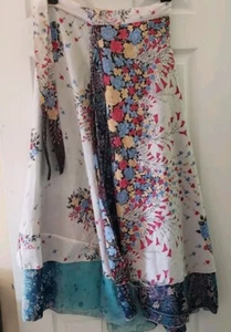 Silk Layered Wrap Skirt Made in India OSFM Floral Multiple Colors Indian Flowy - Picture 1 of 7