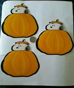(3) SNOOPY HALLOWEEN PUMPKIN DECORATIONS PEANUTS FALL (NOT STICKERS) CUTE - Picture 1 of 5