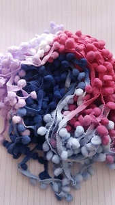 1m 2cm Pearl POM POM BOBBLE TRIM trim fringe tassel fringing lilac pink blue - Picture 1 of 1