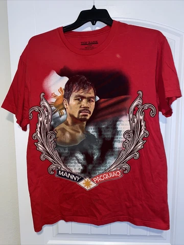 Vintage Manny Pacquiao vs. Antonio Margarito Top Rank Boxing T Shirt Red Large Cover