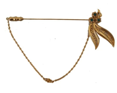 DOLCE & GABBANA Broche Tono Oro Plata Esterlina 925 Cristal Cadena Prendedor 820usd Foto 1 de 4