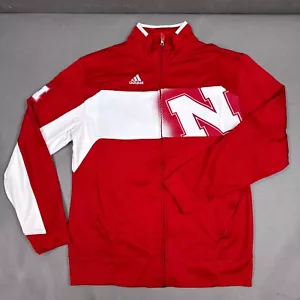 Nebraska Cornhuskers Jacket Mens Medium Red Adidas Track Running Warm Up Clima - Picture 1 of 14