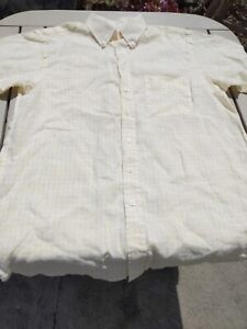 Burberry London Shirt Mens Medium Yellow White Plaid Linen Button Pocket