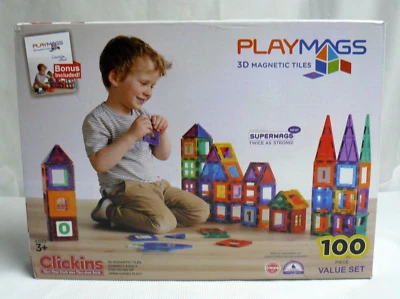 Playmags 3-D  Magnetic Tiles Clickins Twice As Strong - Image 1 of 4